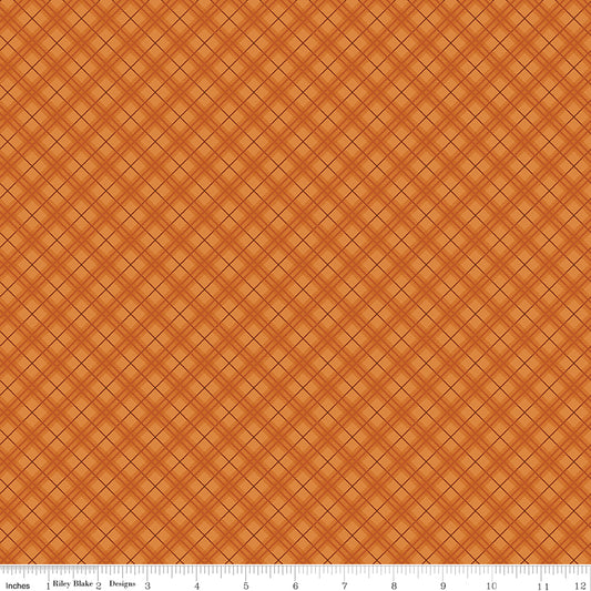 Bountiful Plaid Autumn Orange Sandy Gervais Riley Blake Designs Cotton Fabric RB-C17863-AUTUMN