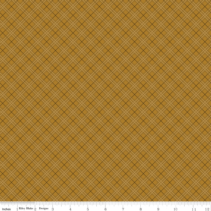Bountiful Plaid Butterscotch Gold Sandy Gervais Riley Blake Designs Cotton Fabric RB-C17863-BUTTERSCOTCH