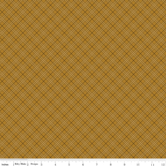 Bountiful Plaid Butterscotch Gold Sandy Gervais Riley Blake Designs Cotton Fabric RB-C17863-BUTTERSCOTCH