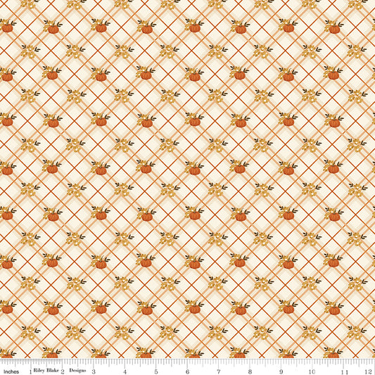 Bountiful Pumpkin Plaid Cream Sandy Gervais Riley Blake Designs Cotton Fabric RB-C17862-CREAM