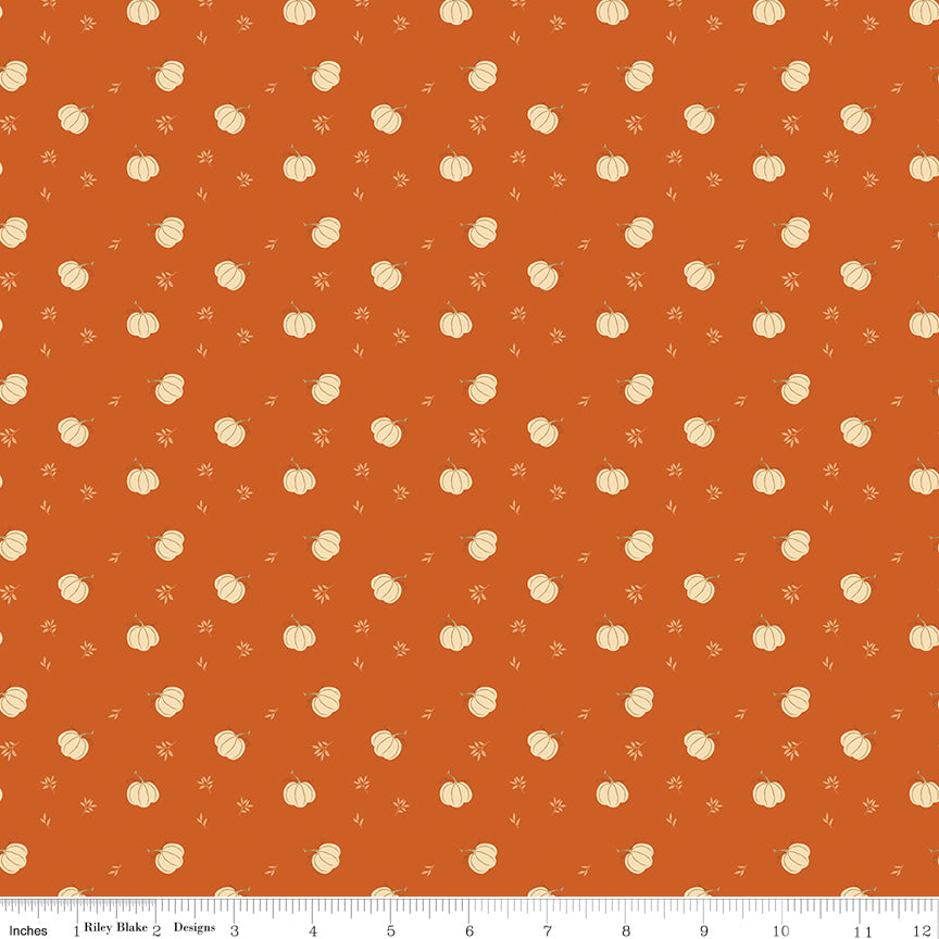 Bountiful Pumpkins Small Autumn Orange Sandy Gervais Riley Blake Designs Cotton Fabric RB-C17864-AUTUMN