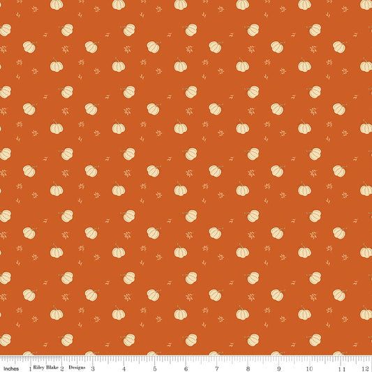 Bountiful Pumpkins Small Autumn Orange Sandy Gervais Riley Blake Designs Cotton Fabric RB-C17864-AUTUMN