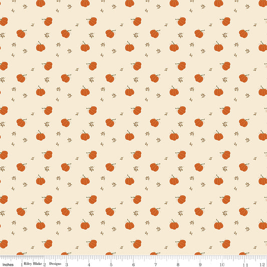 Bountiful Pumpkins Small Cream Sandy Gervais Riley Blake Designs Cotton Fabric RB-C17864-CREAM