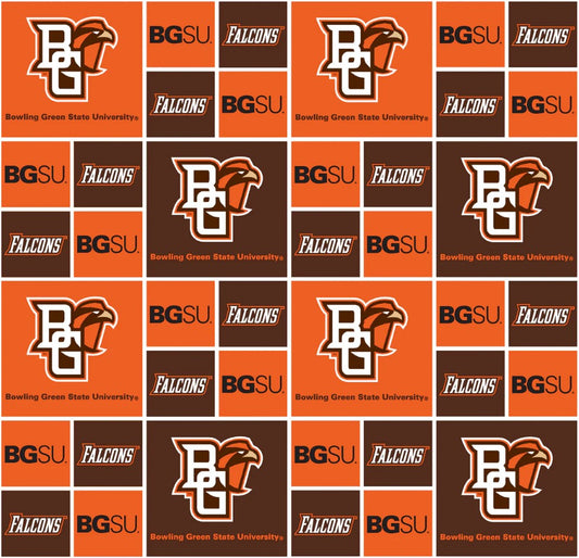 Bowling Green State Falcons NCAA College Block Sykel Enterprises Cotton Fabric BOW-020