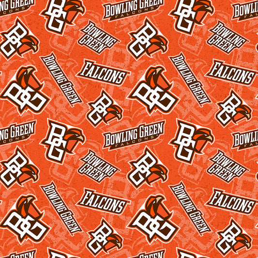 Bowling Green State Falcons NCAA College Tone on Tone Sykel Cotton Fabric