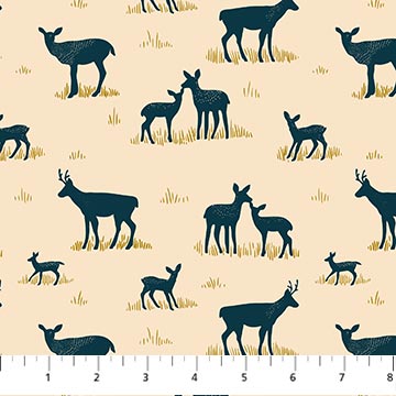 Bramble and Bloom Deer Bucks Yearlings Cream Katie O'Shea FIGO Northcott Cotton Fabric NC-FIGO-91360-12