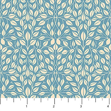 Bramble and Bloom Leaves Blue Katie O'Shea FIGO Northcott Cotton Fabric NC-FIGO-91364-42