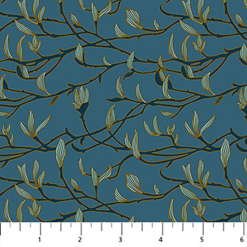 Bramble and Bloom Tree Branches Blue Katie O'Shea FIGO Northcott Cotton Fabric NC-FIGO-91365-45