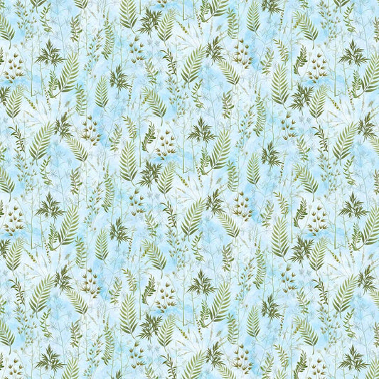 Break of Dawn Foliage Light Blue Sinead Jones Blank Quilting Cotton Fabric