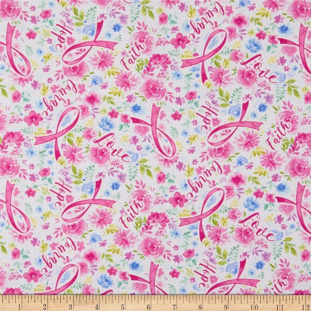 Breast Cancer Ribbon Pink Evie Timeless Treasures Cotton Fabric