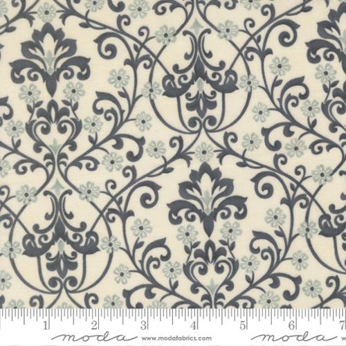 Breathtaking Blues Damask Porcelain Ivory 3 Sisters Moda Cotton Fabric MD-44403-11