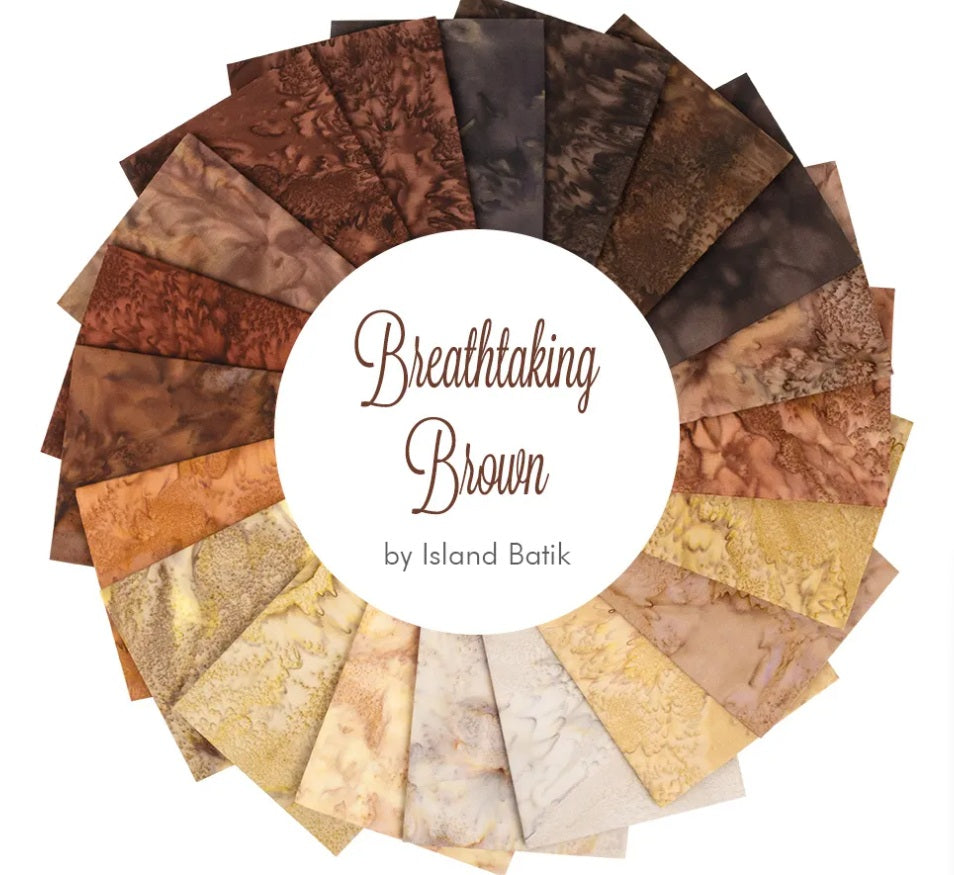 Breathtaking Brown Fat Quarter Bundle 18"x21" 20pcs Island Batik Cotton Fabric IB-FQ-ISBBAS-BRB