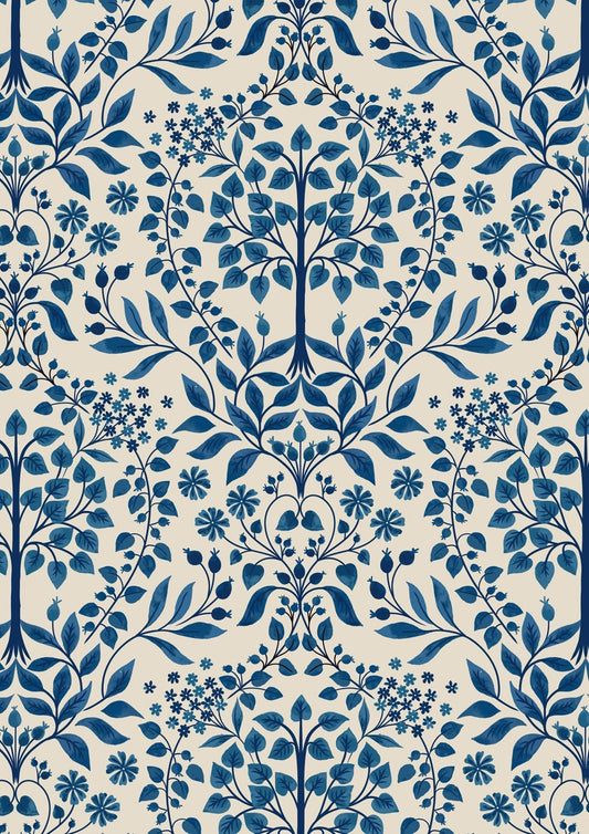Brensham 108" Wide Backing Floral Blue White Lewis and Irene Cotton Fabric LI-WW23