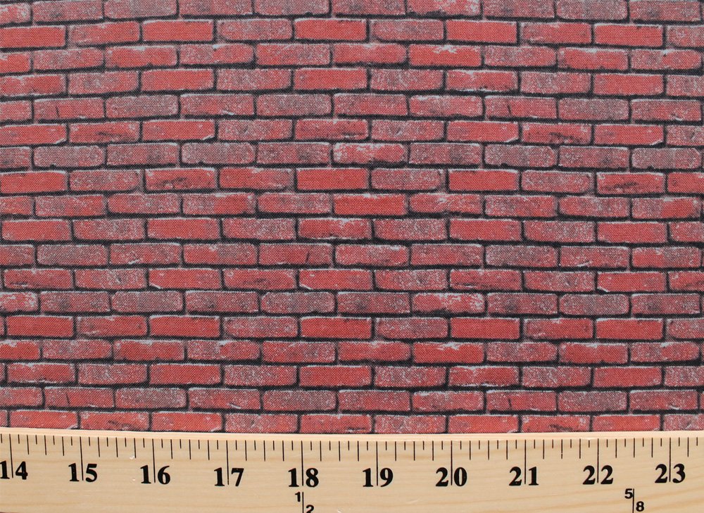 Bricks Red Brick Wall Landscape Medley Elizabeth's Studio Cotton Fabric