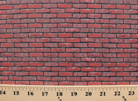 Bricks Red Brick Wall Landscape Medley Elizabeth's Studio Cotton Fabric