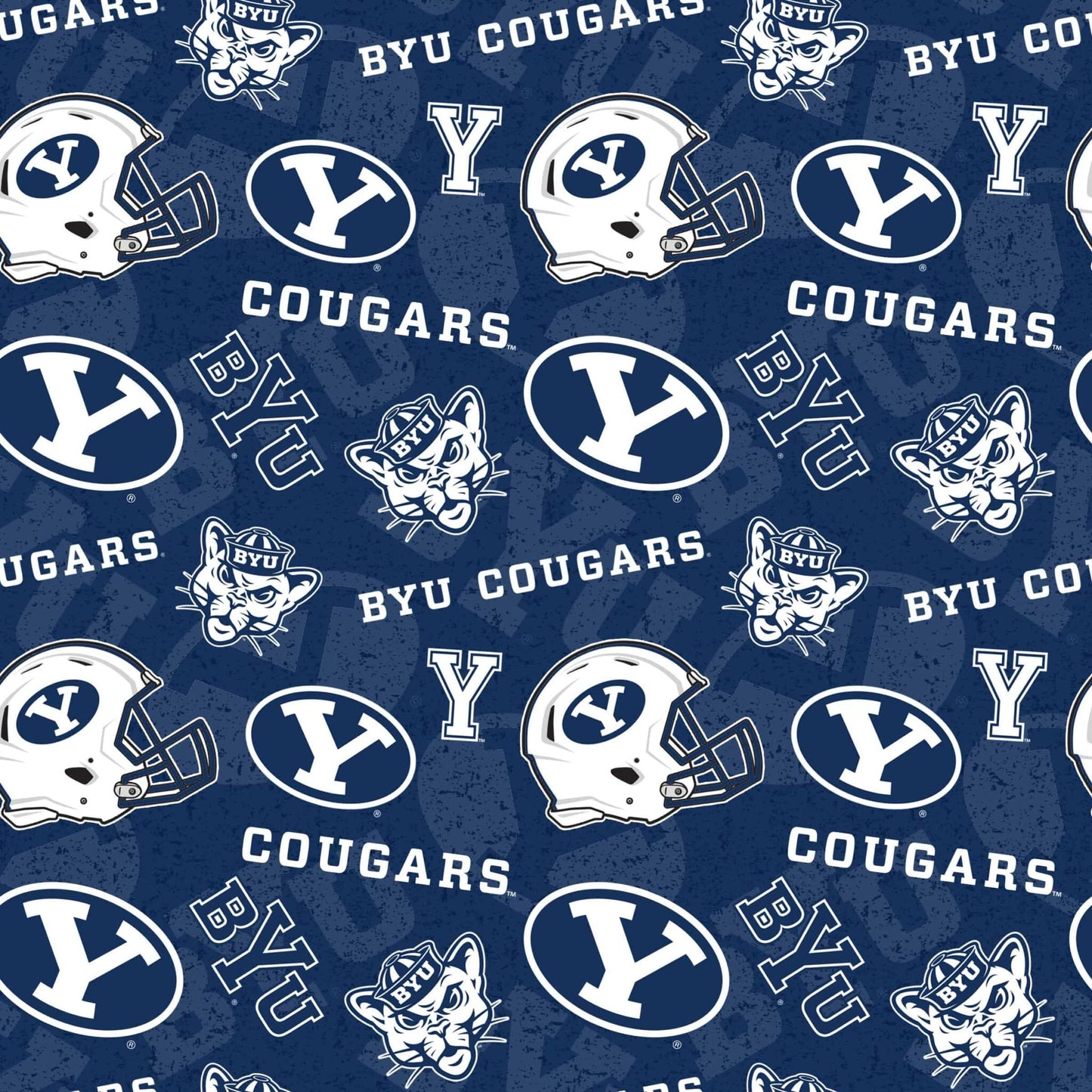 Brigham Young Cougars NCAA BYU Tone on Tone design Cotton Fabric