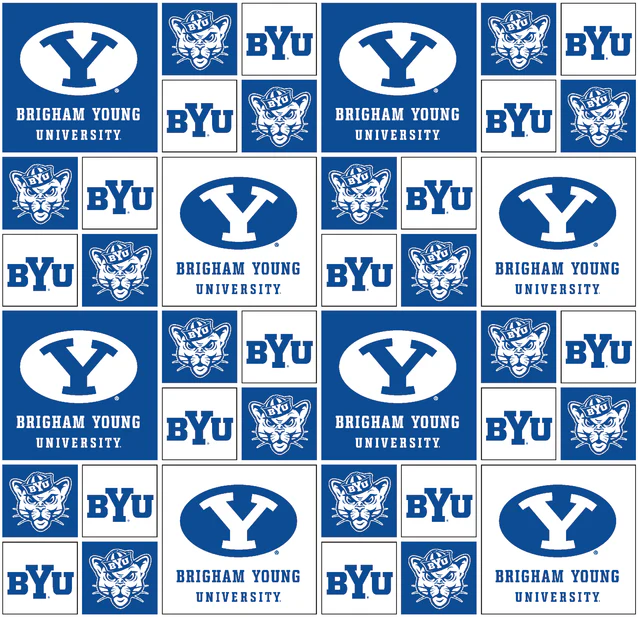 Brigham Young Cougars NCAA College Block Sykel Enterprises Cotton Fabric  BYU-020