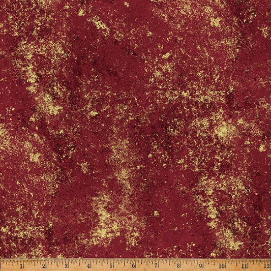 Brilliance Texture Burgundy Gold Metallic Hoffman Cotton Fabric