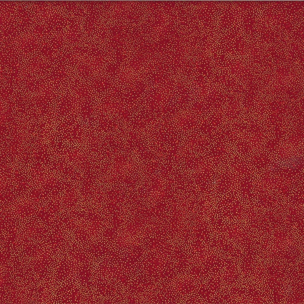 Brilliant Blender Tiny Dots Scarlet Red Gold Metallic Hoffman Cotton Fabric