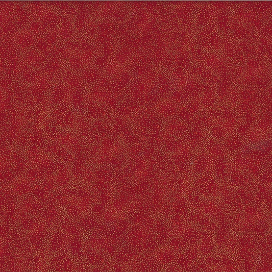 Brilliant Blender Tiny Dots Scarlet Red Gold Metallic Hoffman Cotton Fabric