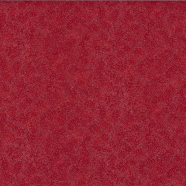 Brilliant Blender Tiny Dots Scarlet Red Silver Metallic Hoffman Cotton Fabric