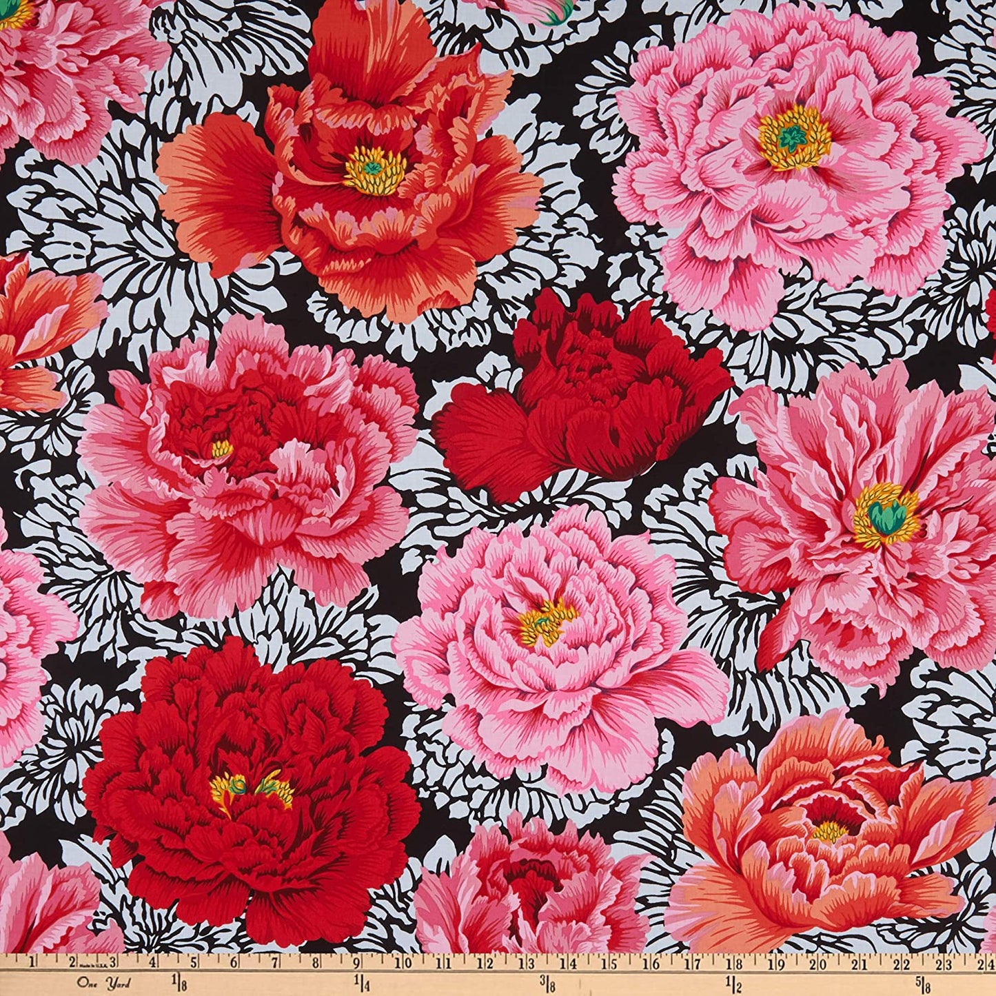 Brocade Peony Crimson Philip Jacobs Stash Kaffe Fassett Collective Free Spirit Cotton Fabric