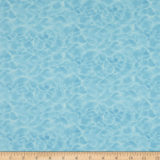 Calm Waves Broken Sky Blue Water Reflection Landscape Medley Elizabeth's Studio Cotton Fabric