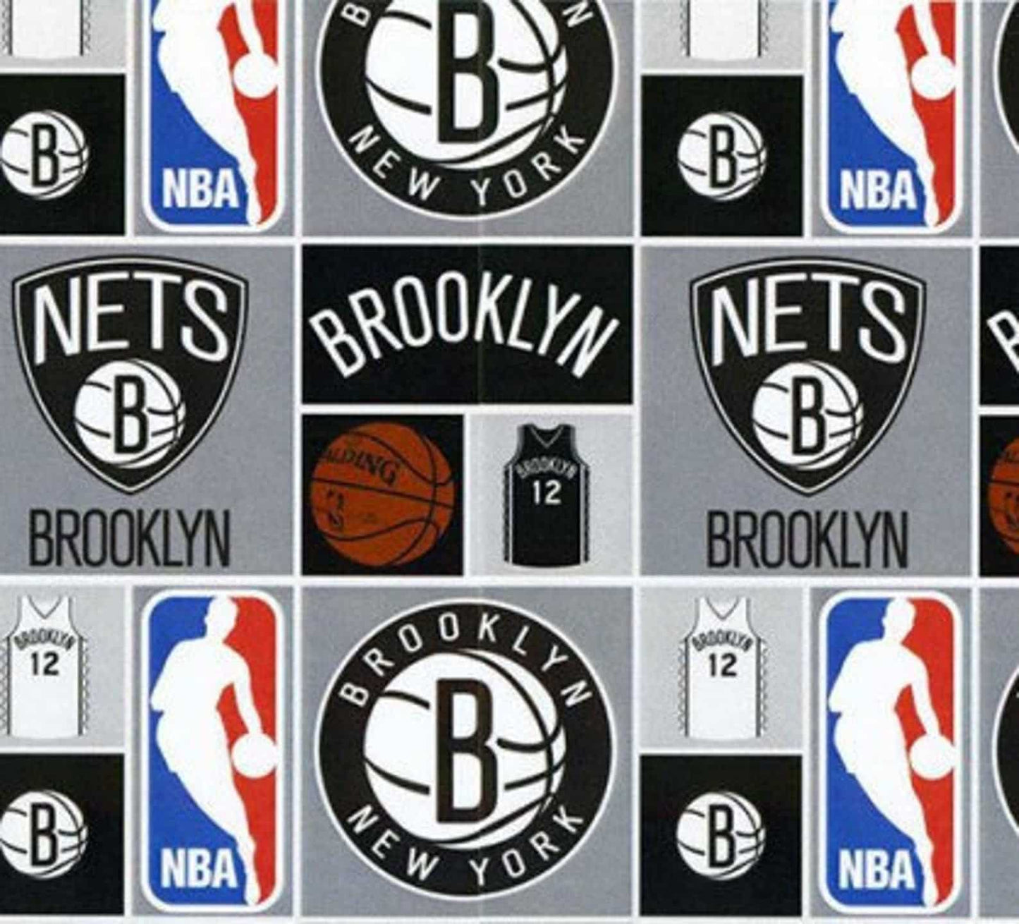 Brooklyn Nets NBA Basketball Camelot Cotton Fabric