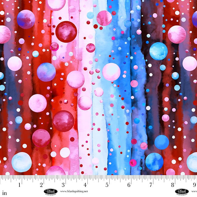 Bubble Pops 108" Red/Blue Tango Twist Designs Blank Cotton Fabric BQ-4418-87