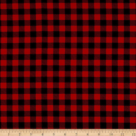 Buffalo Check Red Black Timber Gnomies Henry Glass Cotton Fabric