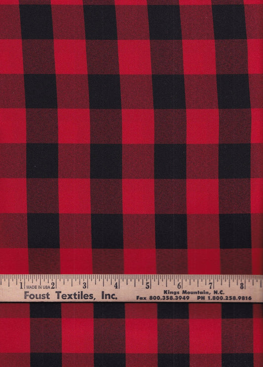 Buffalo Check Tablecloth Poplin 1" Red Black Foust Textiles Polyester Fabric FT-BUFFALOCHECKPOPLIN