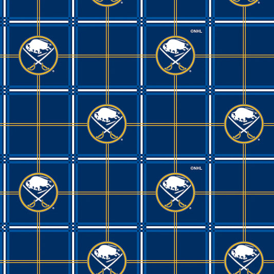 Buffalo Sabres NHL Hockey Plaid FLANNEL Sykel Enterprises Cotton Fabric NHL-023-SAB