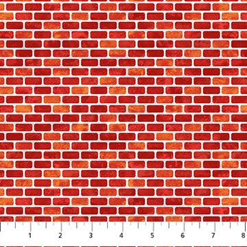 Build your Own World Bricks Red Northcott Cotton Fabric