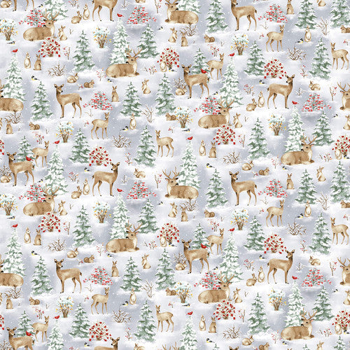 Bundle-Up Forest Animal Scenic Multi Barb Tourtillotte Henry Glass Cotton Fabric