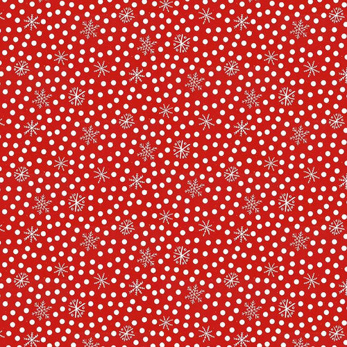 Bundle-Up Snowflake and Dots Red Barb Tourtillotte Henry Glass Cotton Fabric