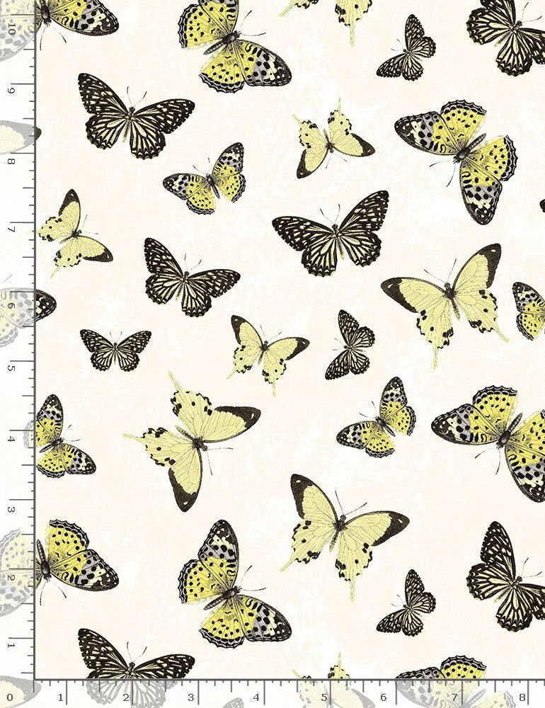 Buttercup Butterflies Cream Timeless Treasures Cotton Fabric