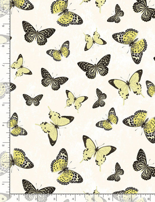 Buttercup Butterflies Cream Timeless Treasures Cotton Fabric