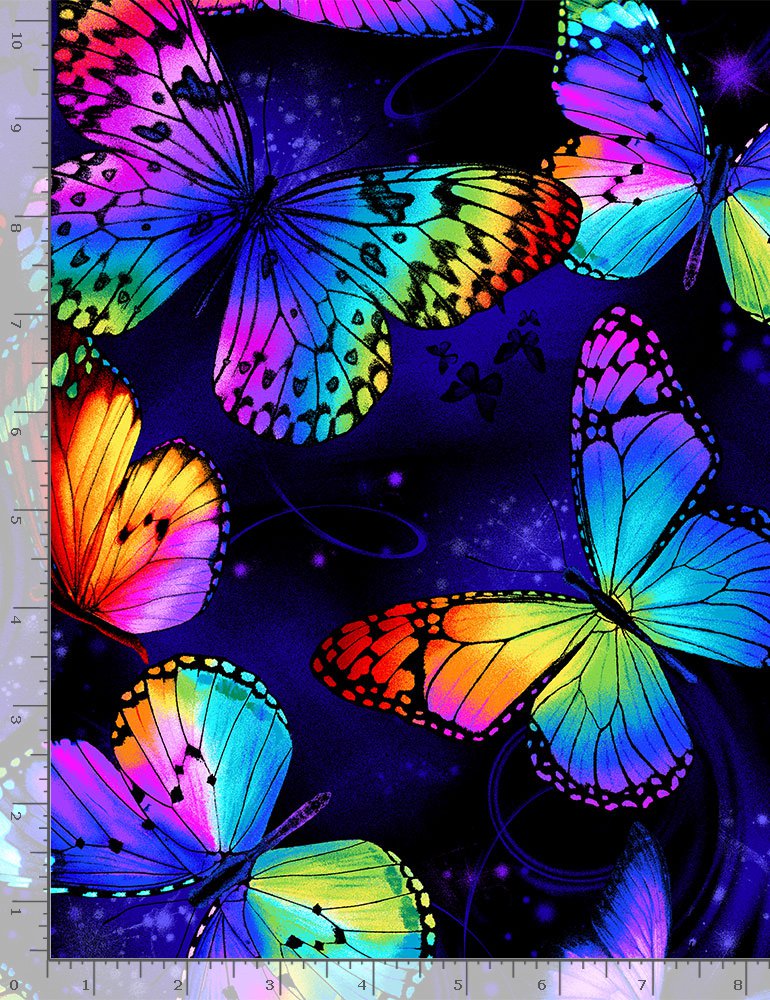 Butterfly Magic Bright Butterflies Flying Multi Chong-A-Hwang Timeless Treasures Cotton Fabric