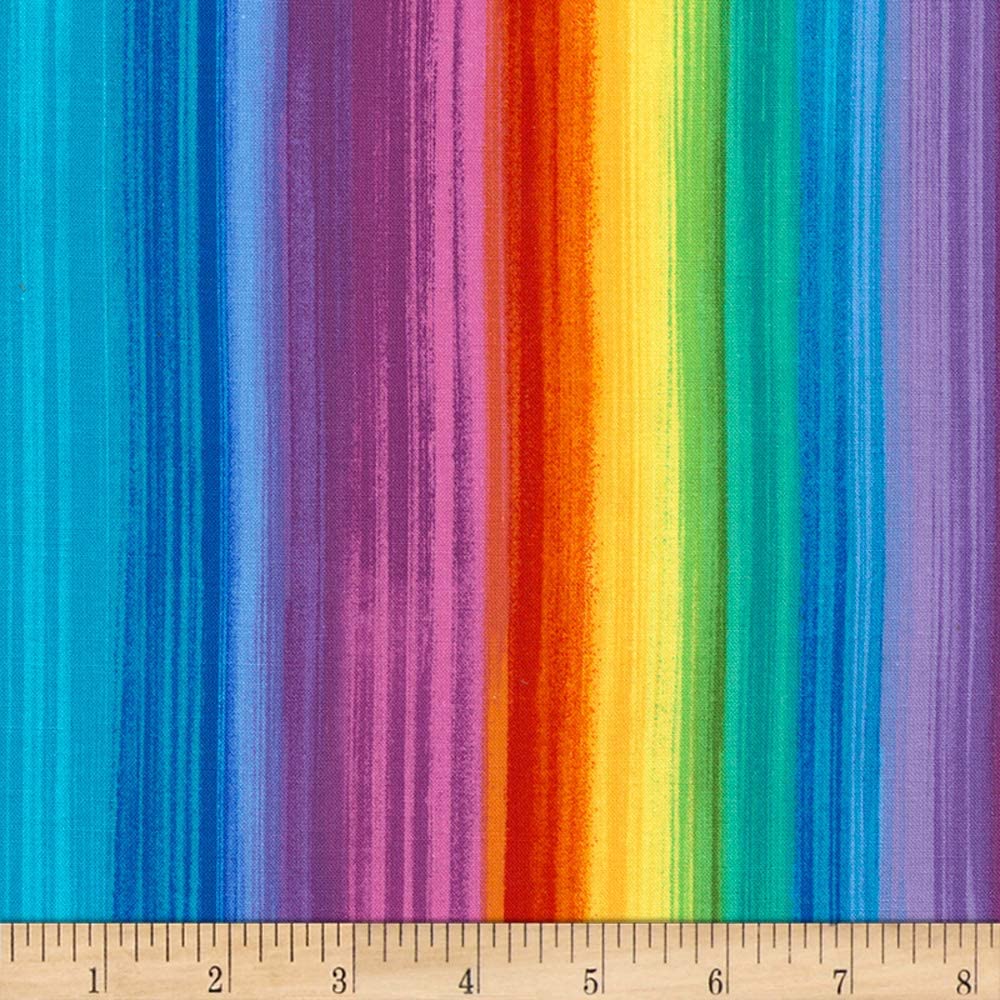 Butterfly Pavilion Bright Rainbow Stripe Timeless Treasures Cotton Fabric