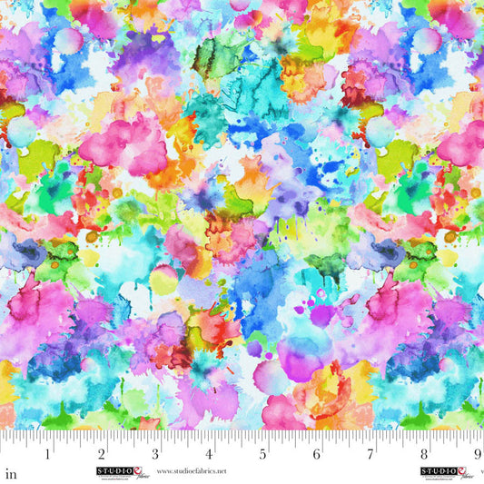 Butterfly Boutique Splash Texture Sky Blue Multi Elizabeth Isles Studio E Cotton Fabric SE-8605-17