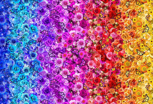 Butterfly Garden Rainbow Butterflies Panel Multi Timeless Treasures Cotton Fabric TT-FLEUR-CD3630-MULTI
