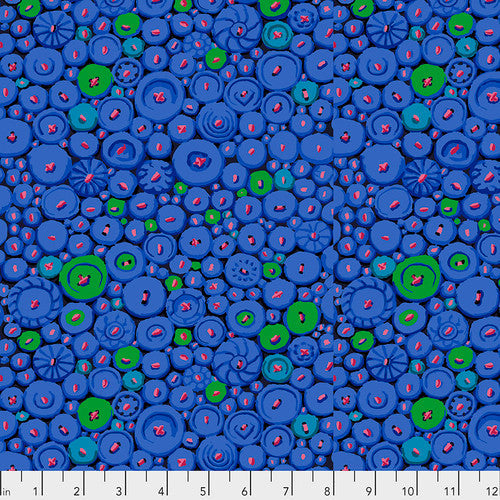 Button Mosaic Blue Stash Kaffe Fassett Collective Free Spirit Cotton Fabric