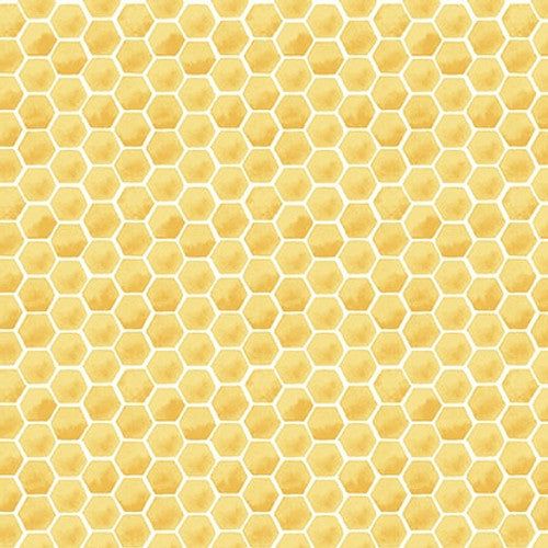 Buzzy Bee Honeycomb Honey Yellow Jane Alison Henry Glass Cotton Fabric