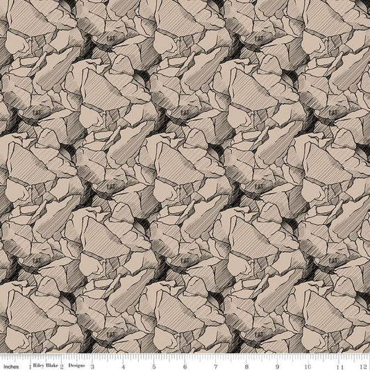 CAT Building Construction Rocks Tan Licensed Riley Blake Cotton Fabric RB-C9101-Tan