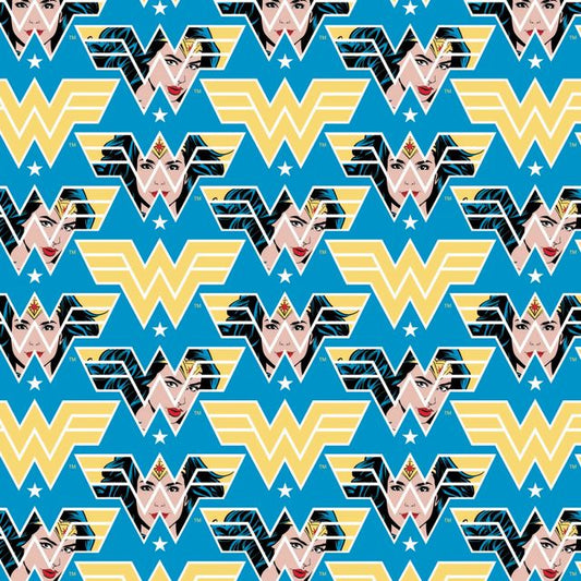 Wonder Woman 1984 Face Crop Blue Camelot Cotton Fabric