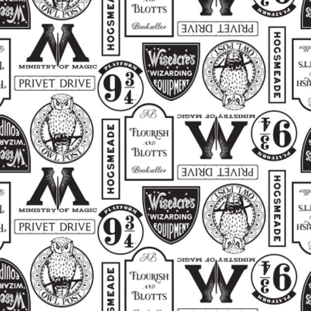 Harry Potter Wizarding World Locations White Camelot Cotton Fabric