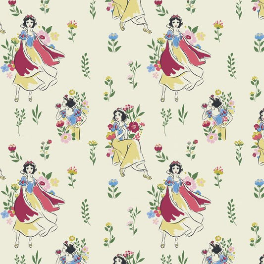 Snow White and the Seven Dwarfs Meadow Cream Camelot Cotton Fabric