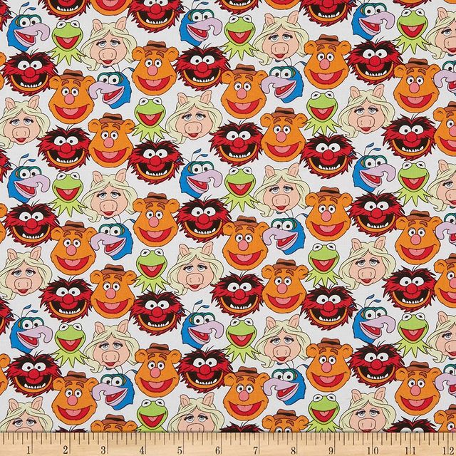 Muppets cast white  Camelot Cotton Fabric