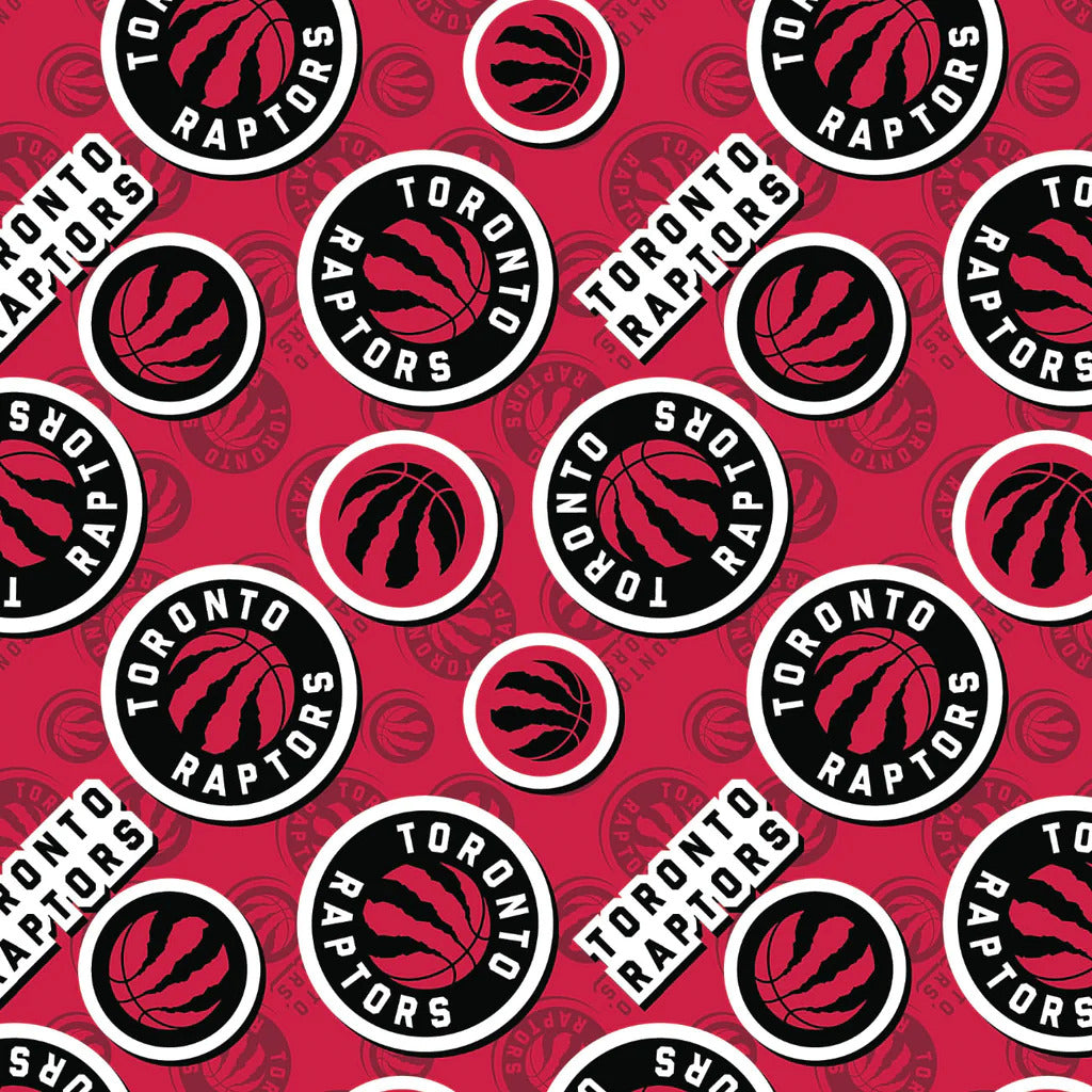 Toronto Raptors NBA Basketball 2023 Sticker Toss Red Camelot Cotton Fabric