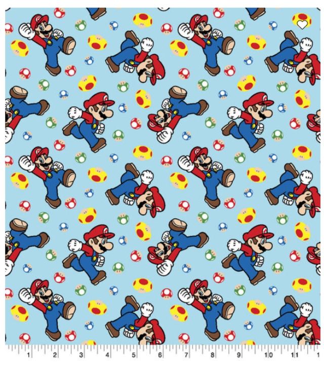 Super Mario and Mushroom Nintendo FLANNEL Fabric